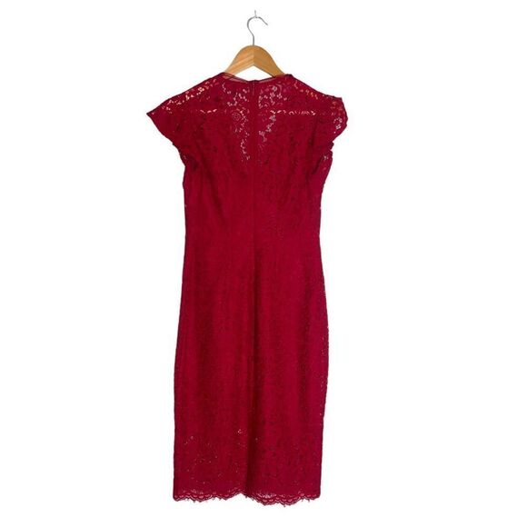Express Red Lace Midi Dress - Picture 3 of 16